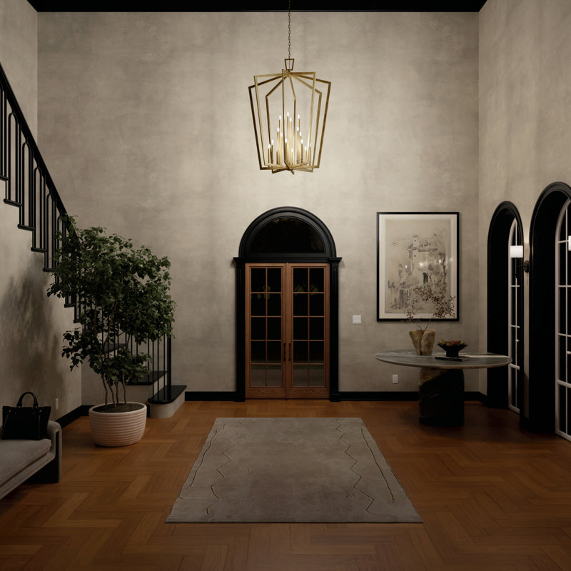 Luminaire suspendu en cage 16 lumières Cordovi, Laiton naturel