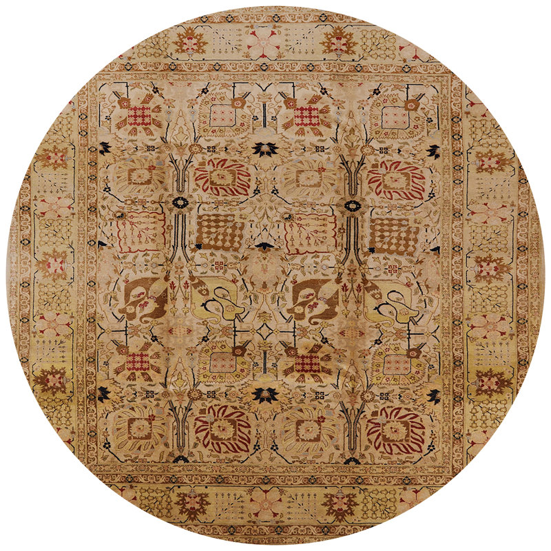Tapis oriental beige / jaune Coney, Rond 7 pi