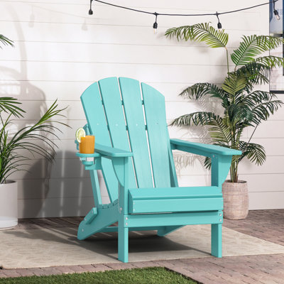 Chaise pliante en PEHD Adirondack pour l'extérieur avec porte-gobelet