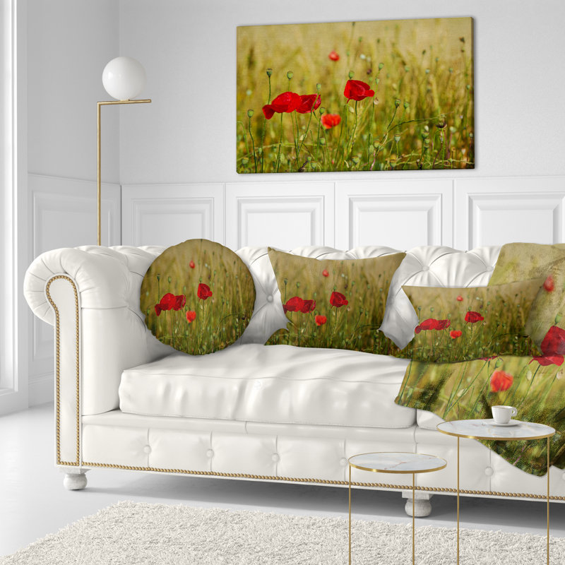 Oreiller de couleur d’arrière-plan fleurie, 16 po x 1 po, Coussin décoratif