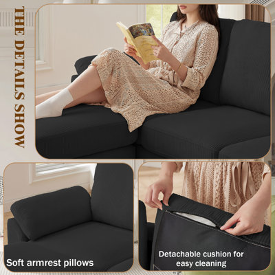 Ensemble de canapé modulaire 3 pièces avec fauteuil et repose-pieds