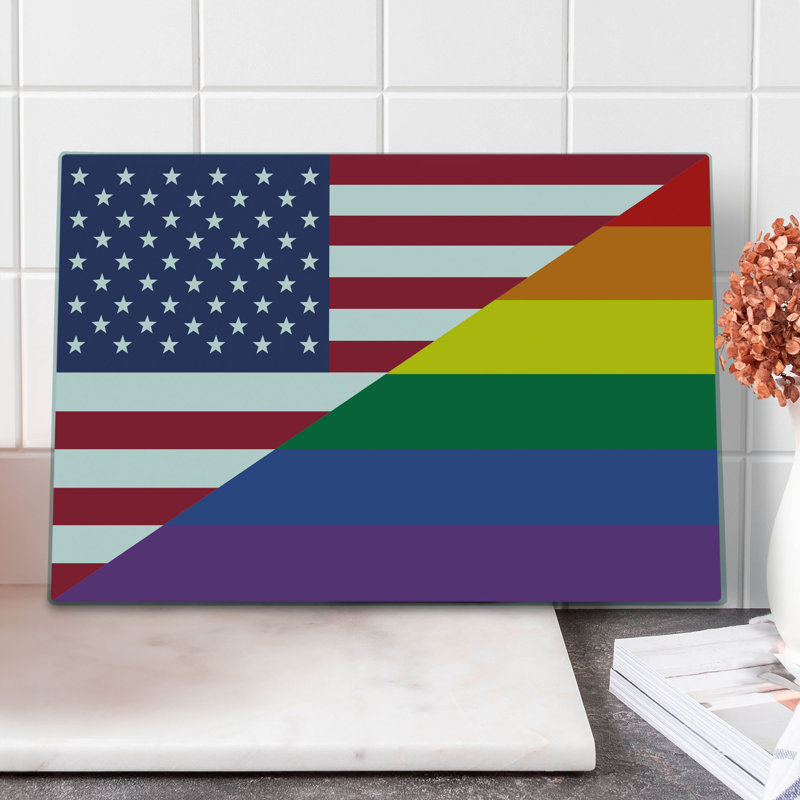 Multicolore drapeau américain de la grande planche à découper Ambesonne Pride