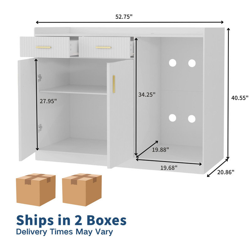 Armoire à café cannelée avec compartiment réfrigérateur, station de charge et tiroirs, tablette réglable pour bar à domicile, salon, cuisine