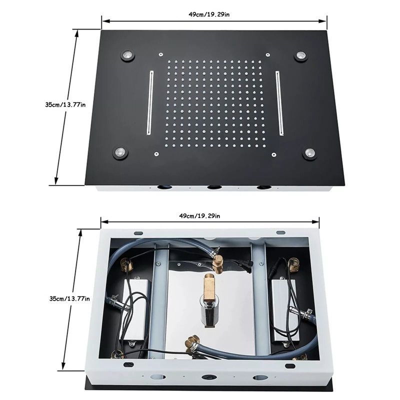 Luxury LED Shower Head Rainfall Waterfall Top Spray High pressure Ceiling Mount, Matte Black