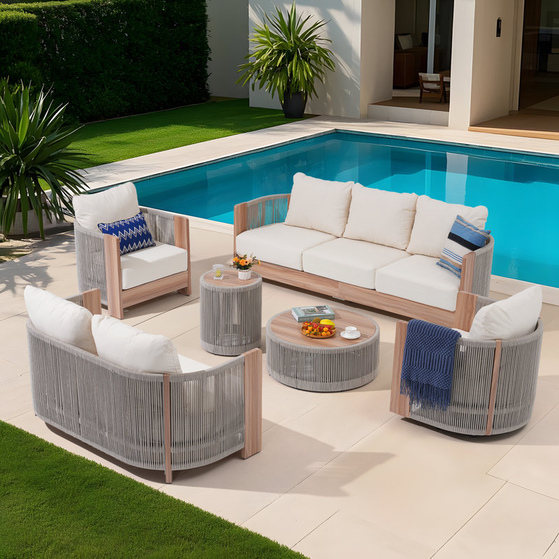 Ensemble de conversation pour 7 personnes avec coussins