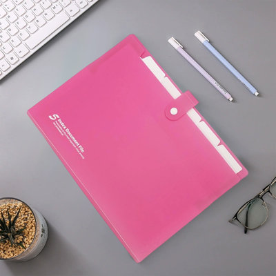 Backpack A4 Expanding File Folder 5 Pockets Accordion Document Organizer Plastic Multi Layer File Bag For Office Assorted Colors
