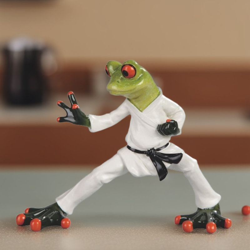 6.5"W Taekwondo Frog Figurine