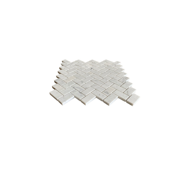 Bianco Carrara 0.75" x 2" Marble Herringbone Mosaic Wall & Floor Tile