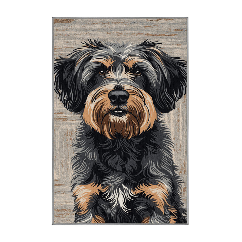  Tapis lavable pour chien Bouvier des Flandres, Rectangle 7 pi x 9 pi