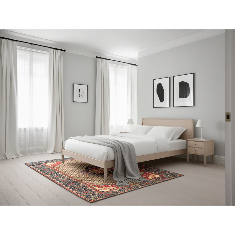 Tapis beige/rouge traditionnel Lathbury, Rectangle 5 pi x 7 pi