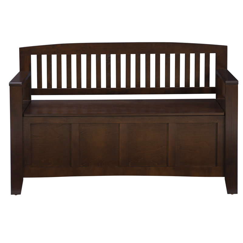 Glenn 50” Slat Back Hidden Storage Wood Bench with Flip Top Seat, Walnut