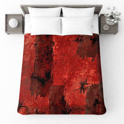 Couvre-lit matelassé rouge et noir texturé