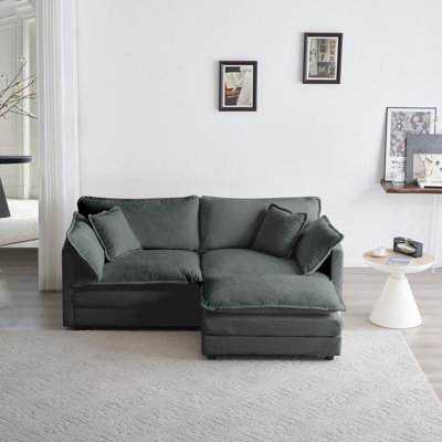Loveseat With Ottoman (Gray)