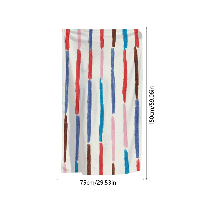 Fashionable Colorful Striped Polyester Beach Towel, Soft Quick Dry Fiber Bath Towel For Swimming Travel, 27.5x59in Multicolor
