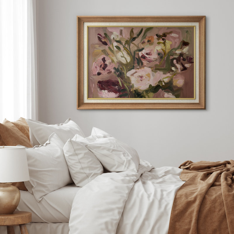 Doux rose, impressionniste, impression sur papier encadrée, H 26 po x l 36 po x P 1,5 po, Cadre naturel de qualité supérieure