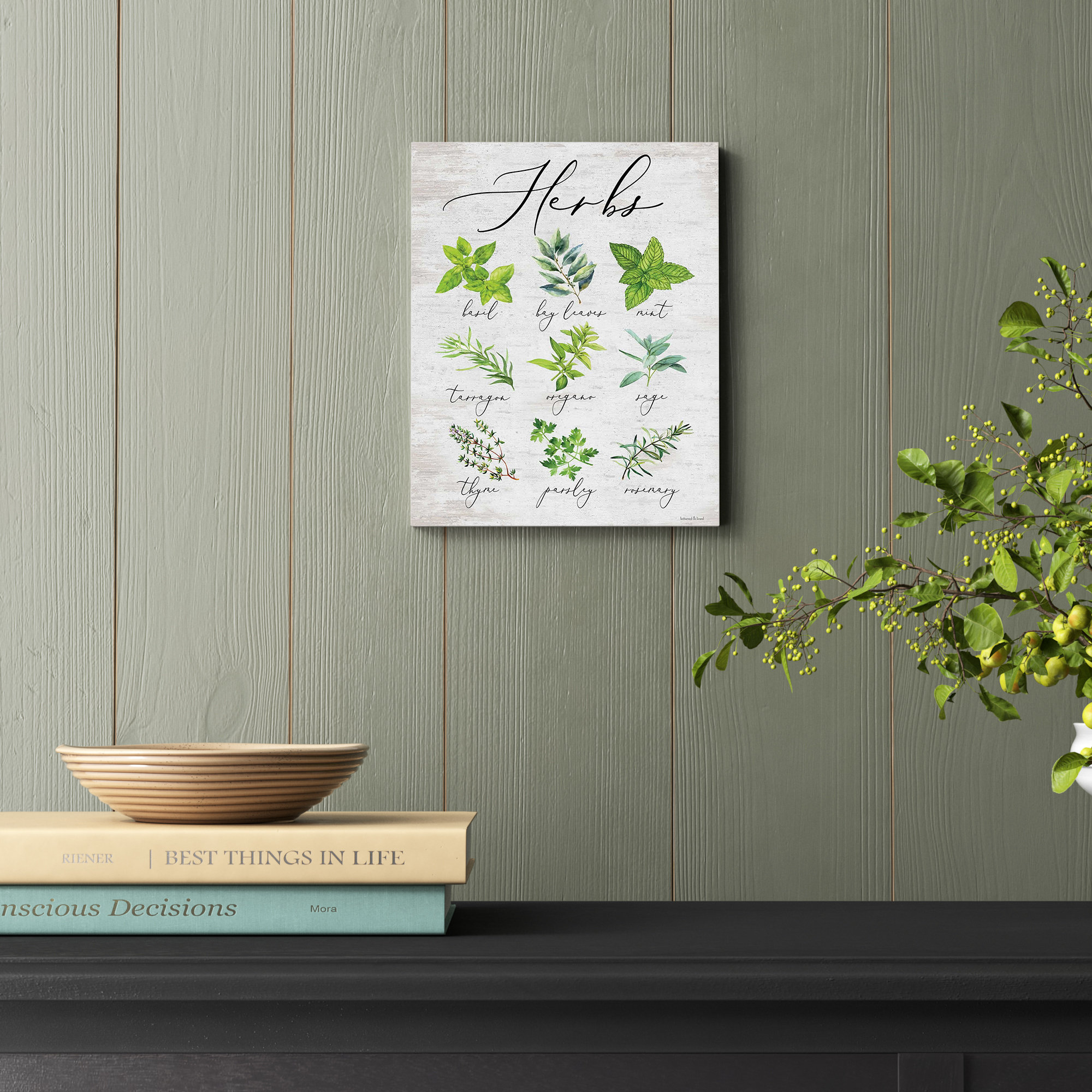 Herbs On Canvas by Lettered Lined Print