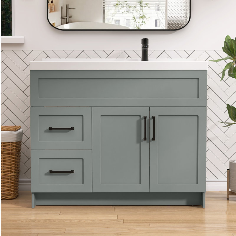Armoire de salle de bain autoportante sans base 42 po x P 21,5 po x H 33,5 po, Gris