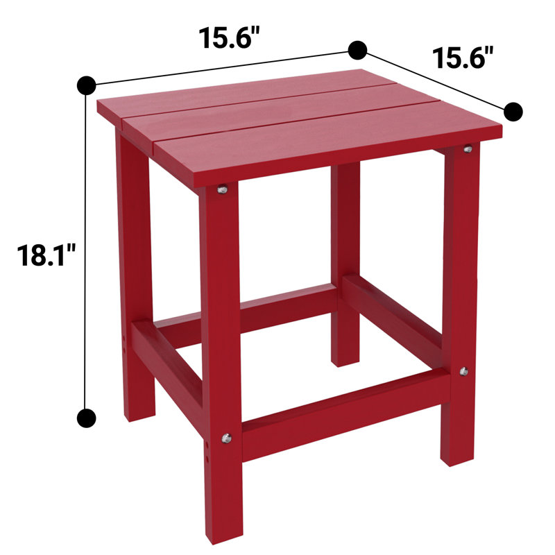 All Weather Adirondack Outdoor Hdpe Side Table, Red
