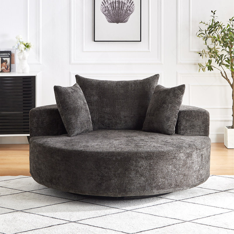 Canapé-lit simple en mousse 55 po Chenille, Chenille noir