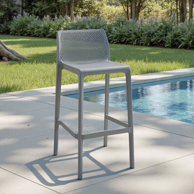 29.5" Stackable Patio Bar Stool, No-Assembly All-Weather Plastic Counter Stool with Back for Outdoor, Indoor, Kitchen Island, Balcony