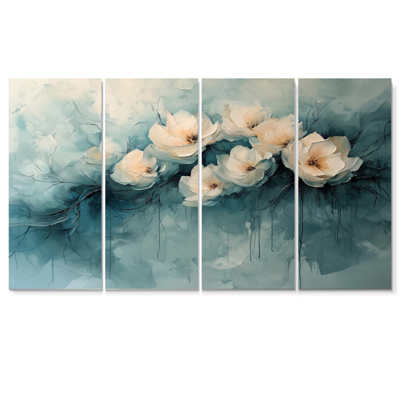 Huckaby - pivoines, art mural - ensemble d'art mural Tradi, H 28 po x l 48 po, 4
