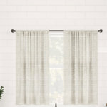 Clean Window Aya Textured Slub Stripe Linen Blend Sheer Rod Pocket Kitchen Curtain Tier Pair