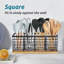Porte-ustensiles de cuisine extra large, 4 compartiments, en métal noir avec base en bois
