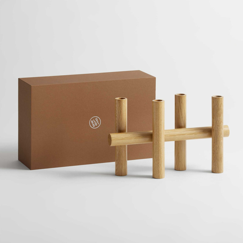 Tally Candelabra, White Oak