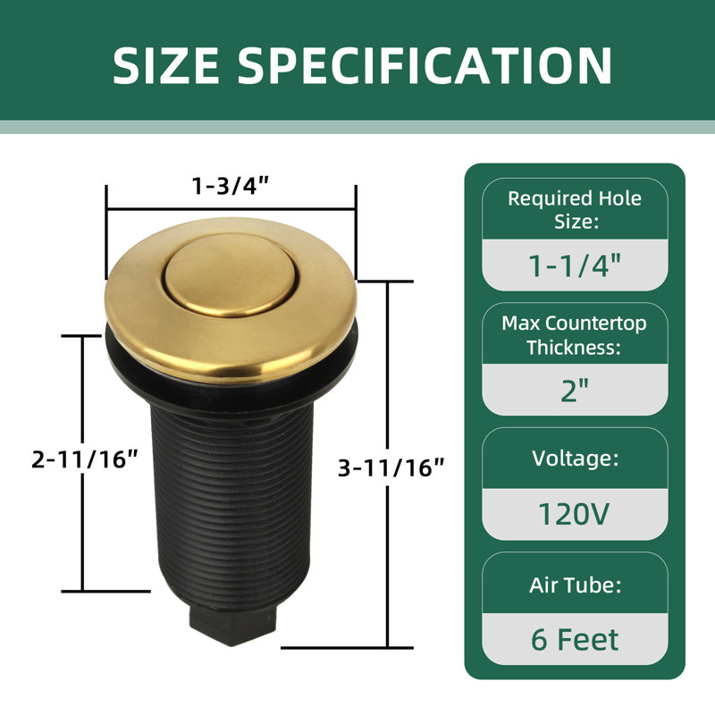 Garbage Disposal Air Switch, Brushed Gold