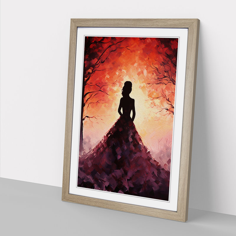 Woman Impressionism - Single Picture Frame Print on Wood, 34cm H x 25cm W x 2cm D, Oak