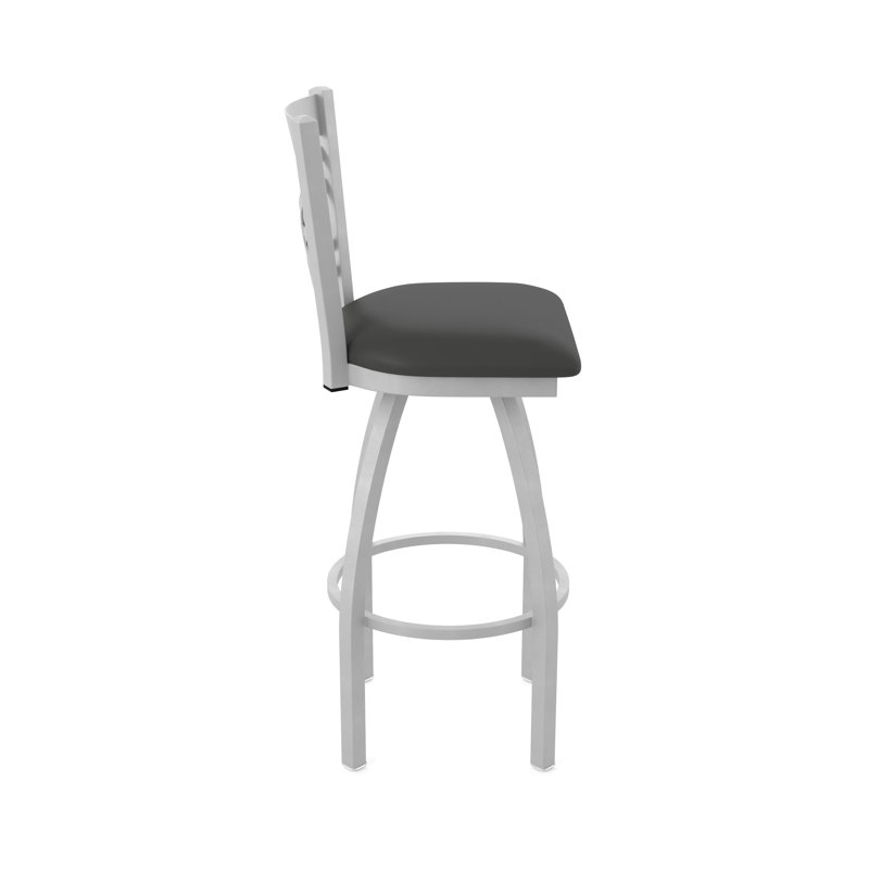 Tabouret pivotant 820 Catalina, Nickel anodisé, Vinyle - fer Canter, Tabouret de bar (siège d'une hauteur de 30 po)