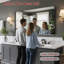 Miroir de salle de bain noir résistant aux rebords 32 po x 48 po Summerain-1692371162-1692371164