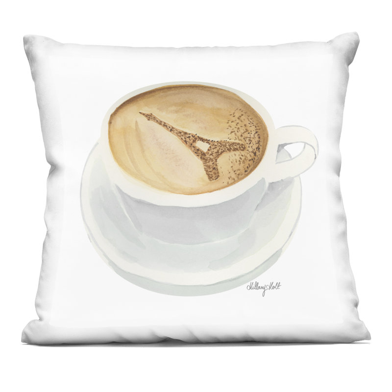 Coussin décoratif Eiffel Tower Latte, imprimé par Hillary Holt