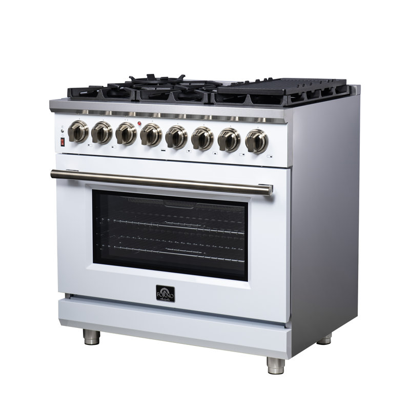 Cuisinière à carburant double 36 po Massimo - blanc, Blanc
