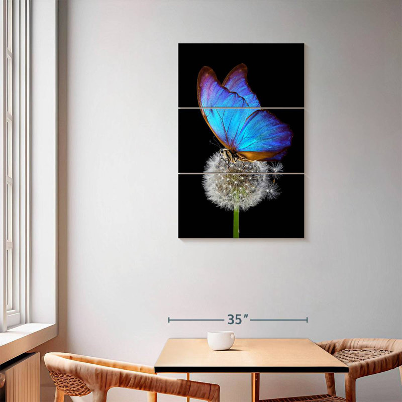 Brampt Blue Morpho On Dandelion, 57" H x 36" W