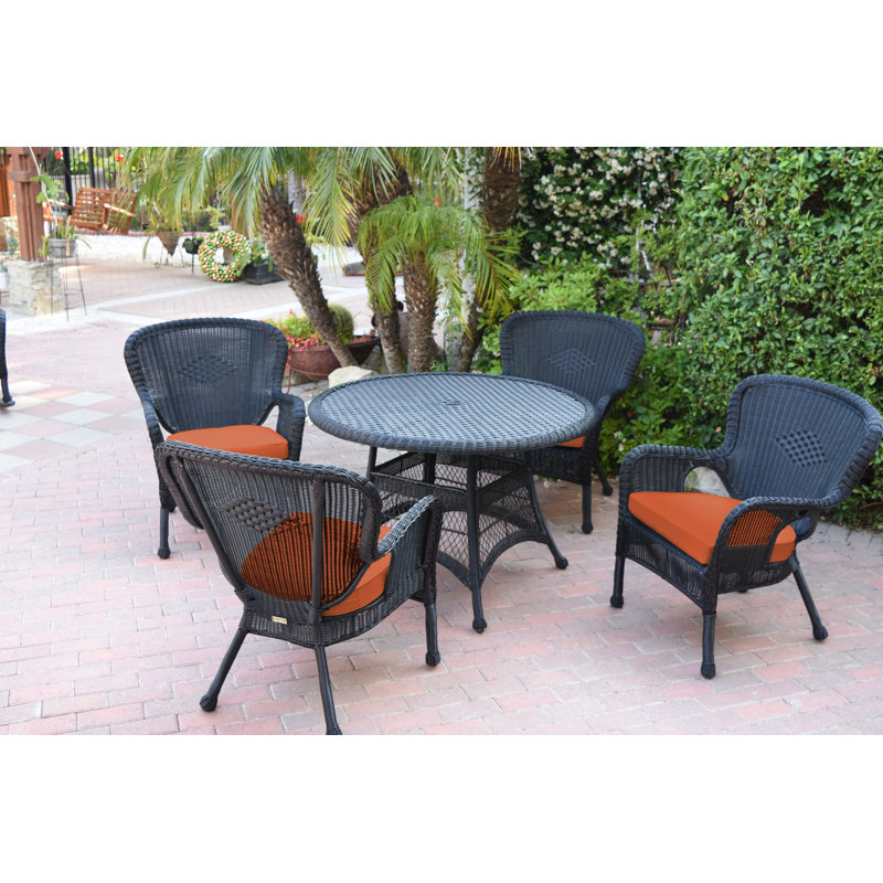 Ensemble repas 5 pièces avec coussins Batchelder, Orange, Noir