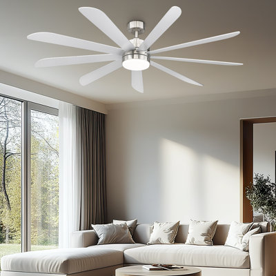 72 Inch 9-blades Ceiling Fans With Lights, Remote Control And Smart App, 24W LED, 6-Speed, Reversible Quiet DC Motor, Timer