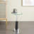 Cole And Grey Marble Round Side End Accent Table With Silver Metal Rod And Base