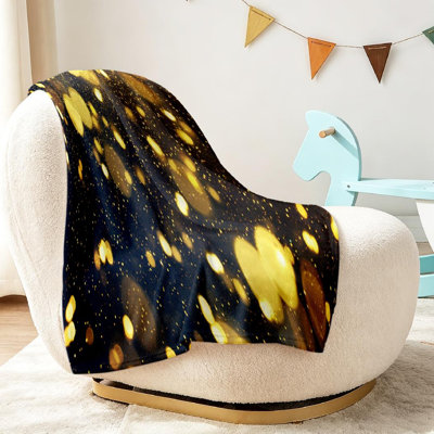 Gold Ultra Soft Flannel Fleece Throw Blanket,Christmas Tree Sparkle Single-Sided Print