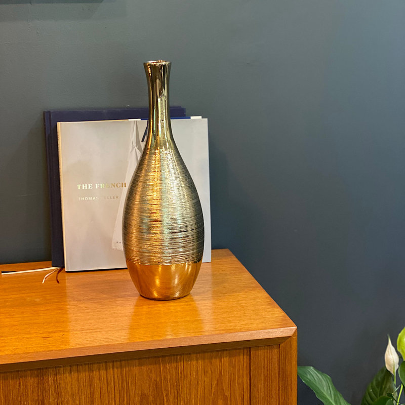 Vase de table en céramique doré 16 po