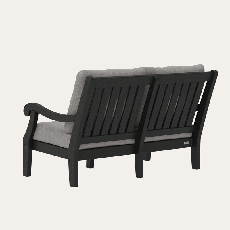 POLYWOOD x Birch Lane Verlyn Deep Seating Loveseat, Gray Mist Cushion/Black Frame