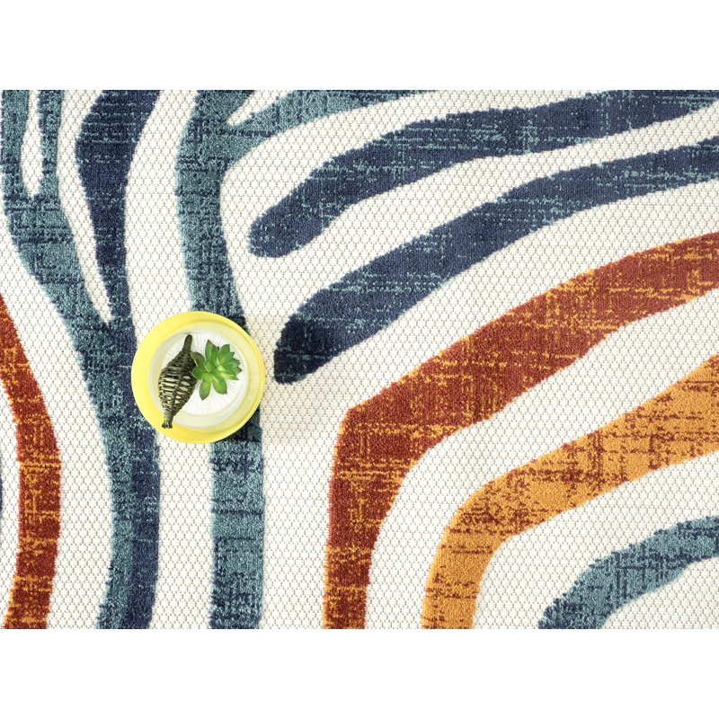 Abani Nedrick HAM200A, imprimé zébré contemporain multicolore, Rectangle 5 pi 3 po x 7 pi 6 po
