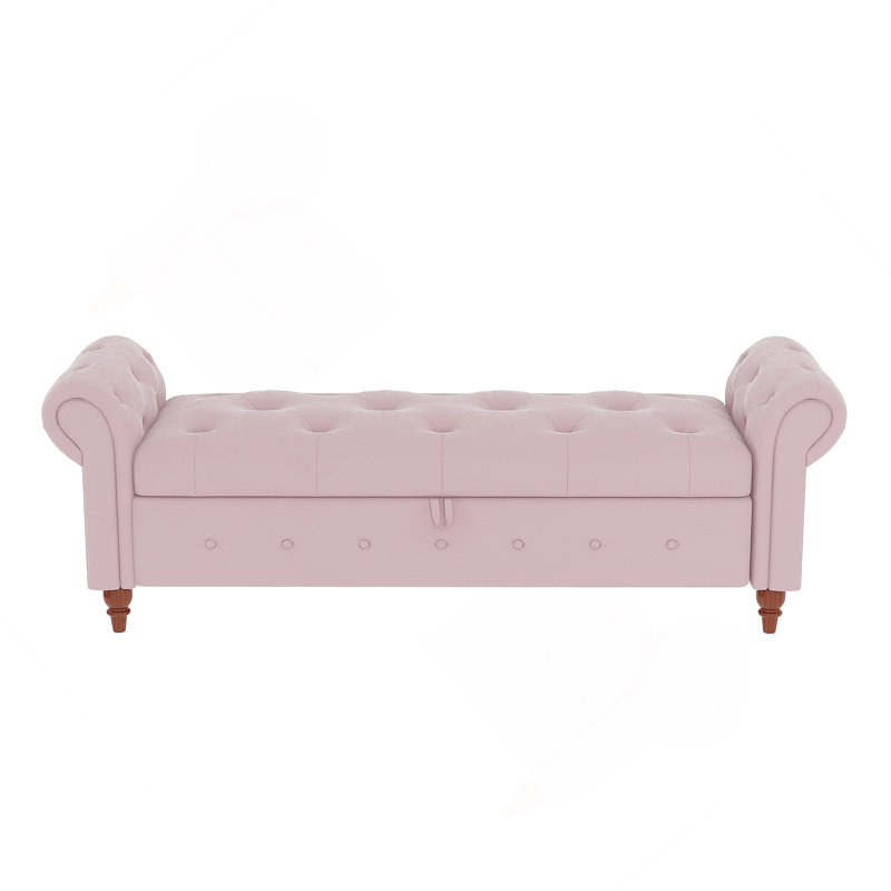 Banc de lit en velours rose