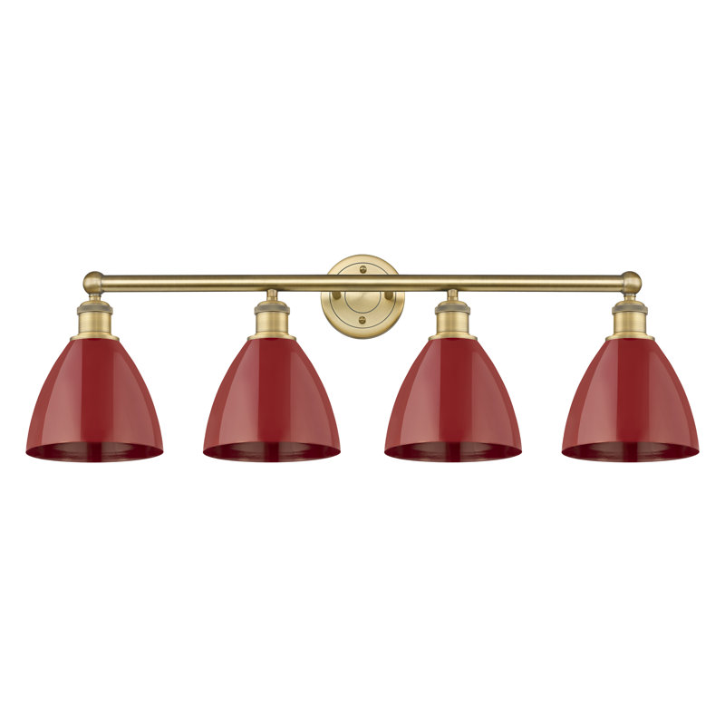 Alquin 4 - Light Dimmable Vanity Light, Red, Brushed Brass