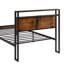 Lit plateforme simple en métal avec tête en bois et doublure, lumières à DEL, télécommande incluse, pas de sommier tapissier requis, option de rangement considérable, technique d'assemblage facile, expression de style moderne,-958470949