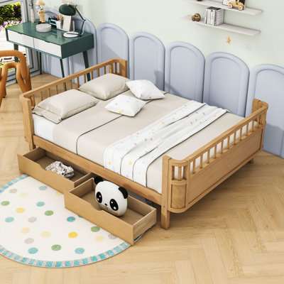 Wood Platform Bed With Rails