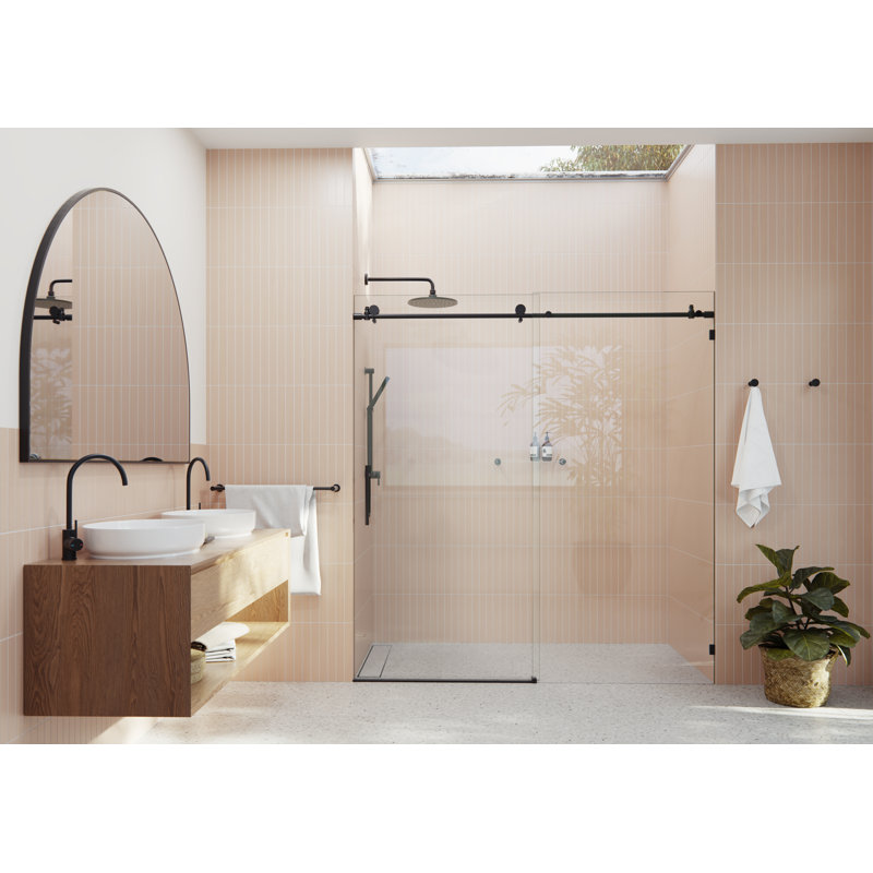 Eclipse 68 - 72 in. x 78 in. Fully Frameless Sliding Shower Door, Matte Black
