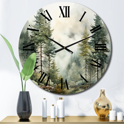 Horloge murale Pine Tree Misty Morning II