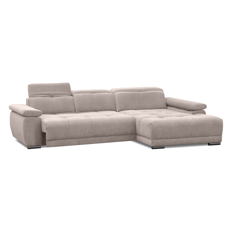 Jafiya 4 Seater Velvet Sofa Bed, Right Hand Facing, Taupe