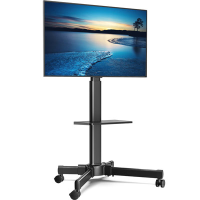 Support de plancher inclinable noir avec étagère, peut supporter jusqu'à 66 lb